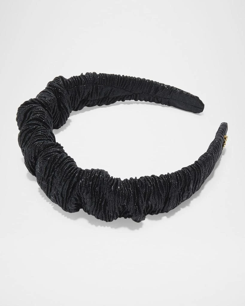 Lele Sadoughi Kelly Metallic Ruched Satin Headband 1