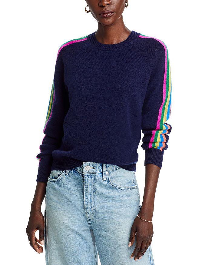 AQUA Cashmere Cashmere Rainbow Athletic Stripe Sweater - 100% Exclusive