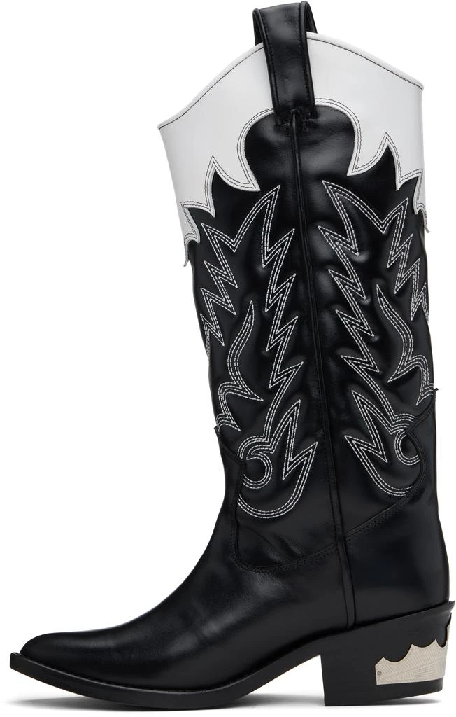 Toga Pulla Black 
White Hard Leather Tall Boots 3