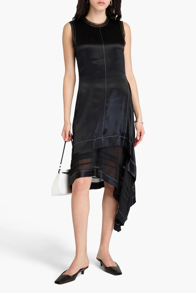 black faux leather wrap dress Women's Something to Behold Black Faux Leather Short Sleeve Belted Midi Dress | Size: S main image 1