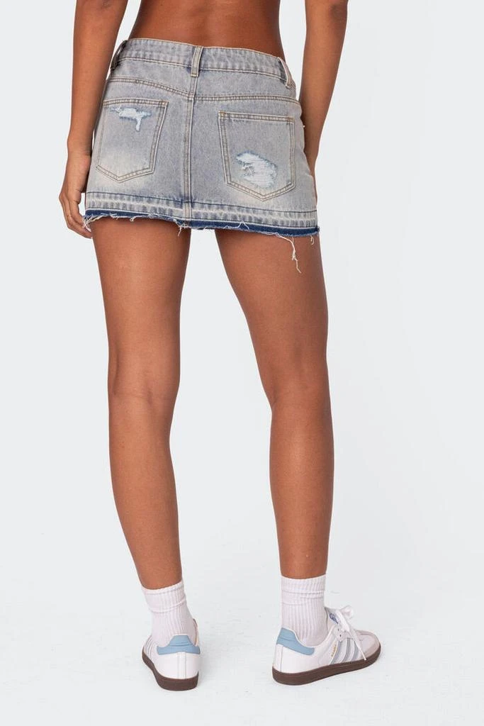 Edikted Priyanka Distressed Denim Mini Skirt 5