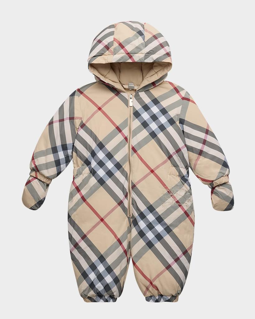 Burberry Kid's Robson Check-Print Puffer Suit, Size 3M-18M