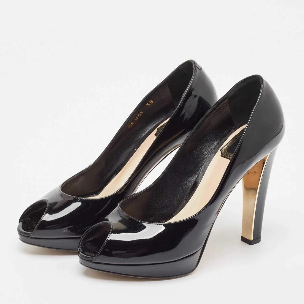 Dior Dior Black Patent Miss Dior Peep Toe Pumps Size 38 2