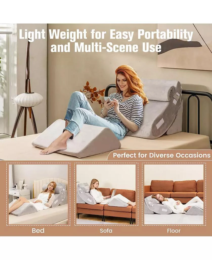 Slickblue Back Neck and Leg Pain Relief 4 Pieces Bed Wedge Pillow 4