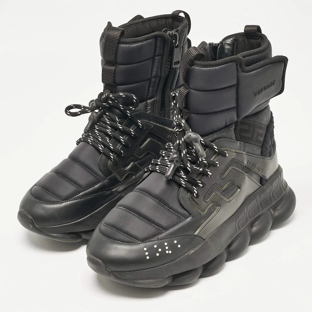 Versace Versace Black Neoprene and Leather Chain Reaction High Top Sneakers Size 41 2