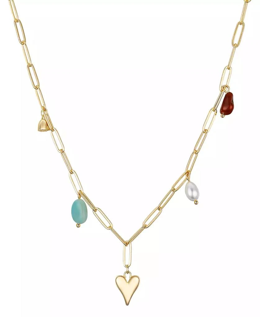 Unwritten Multi Color Stone and Heart Charm Pendant Necklace 1