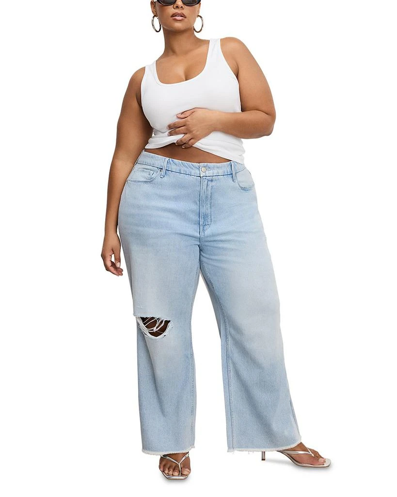 Good American Weightless Good Skate Wide Cropped Jeans in Indigo959 7