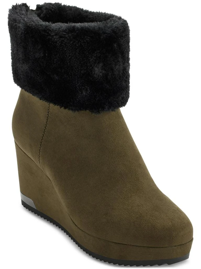 DKNY Nadra Womens Padded Insole Faux Fur Wedge Boots 4