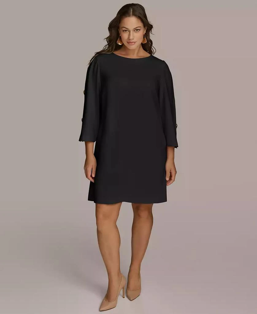 Donna Karan Petite Boat-Neck Embellished-Split-Sleeve Dress 3