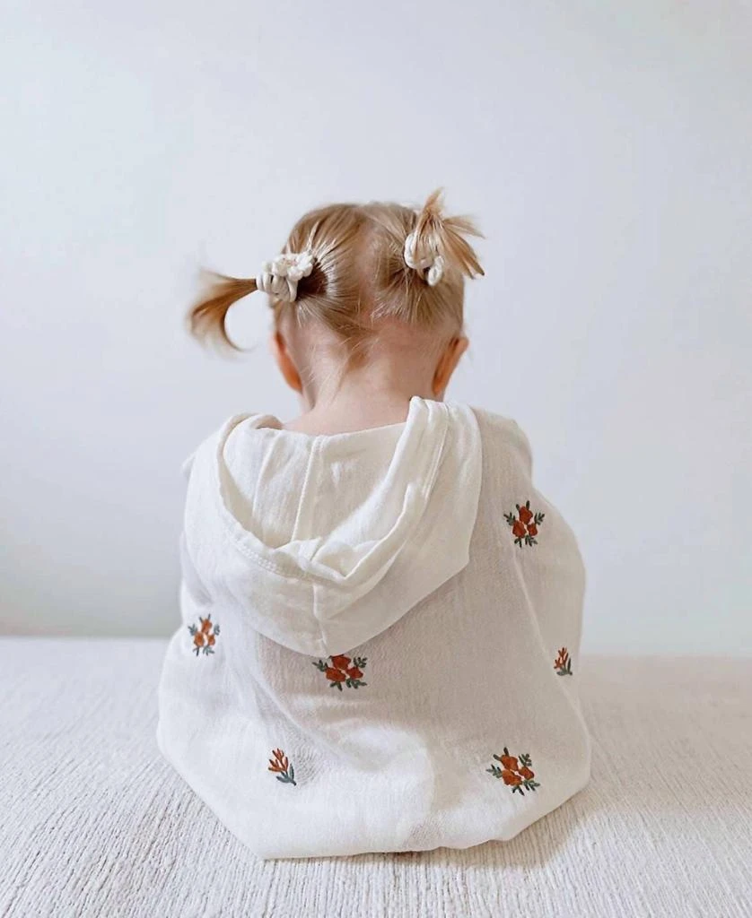 Ada Baby Floral Organic Muslin Poncho For Baby And Toddlers In White 2