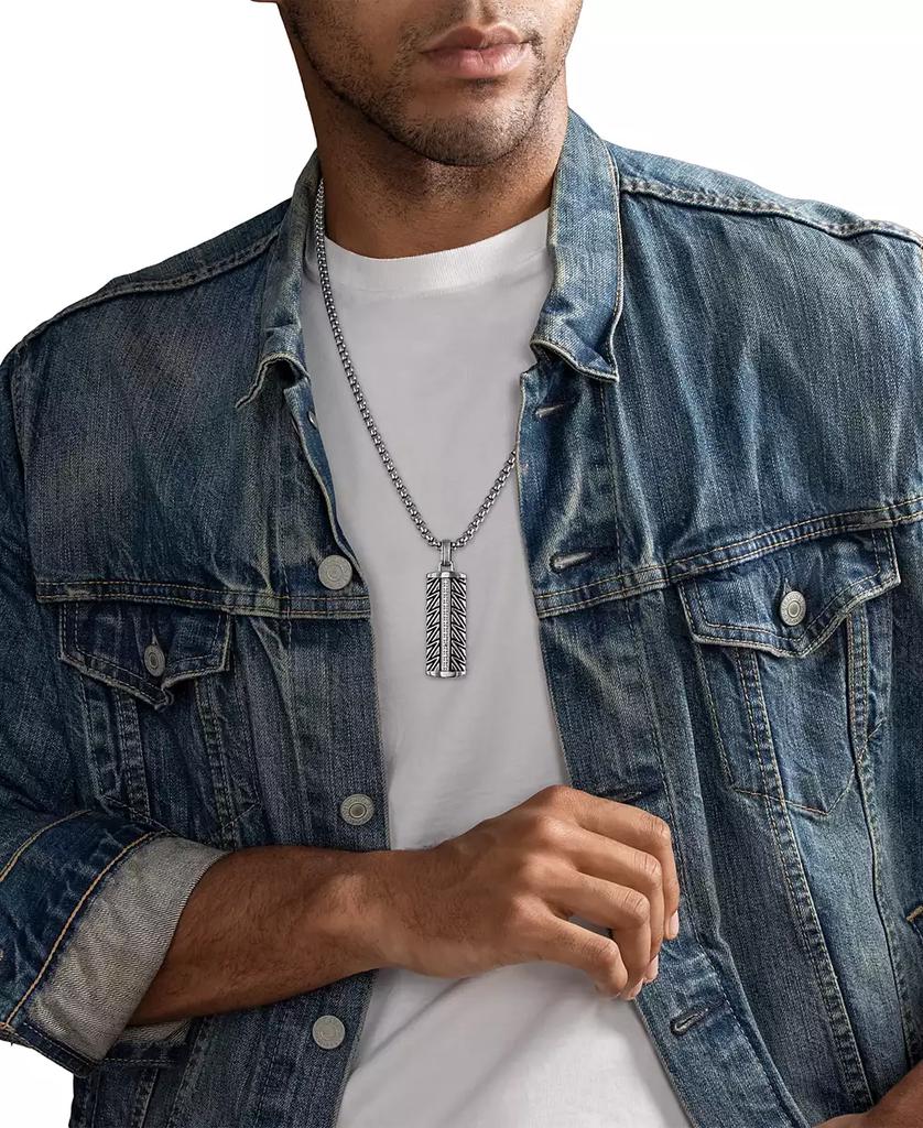 Esquire Men's Jewelry Diamond Dog Tag 22" Pendant Necklace (1/6 ct. t.w.) in Stainless Steel & Black Ion-Plated Stainless Steel