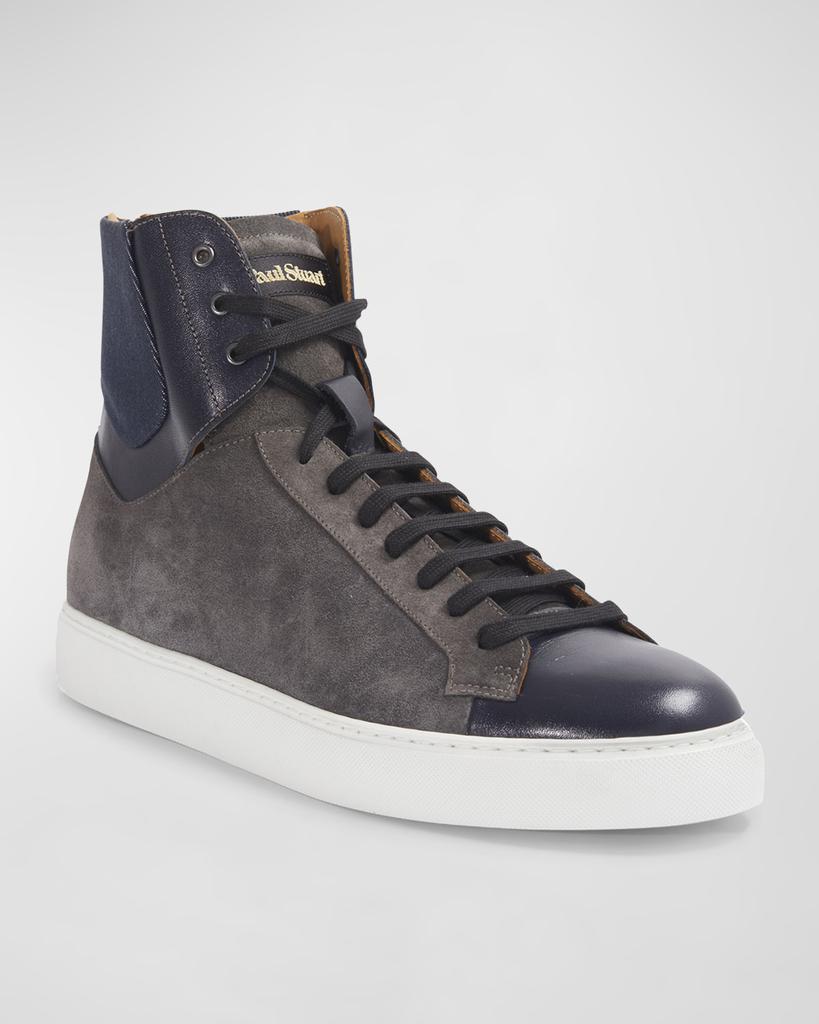 Paul Stuart Men's High-Top Suede-Leather Zip Sneakers