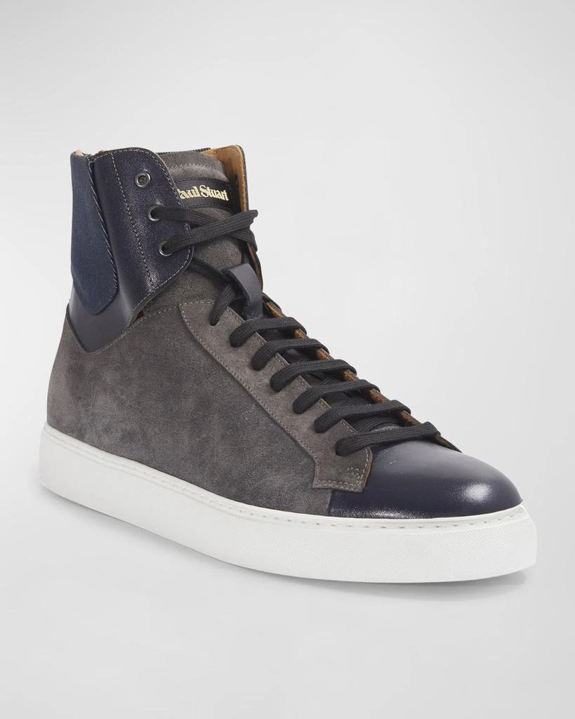 Paul Stuart Men's High-Top Suede-Leather Zip Sneakers 2