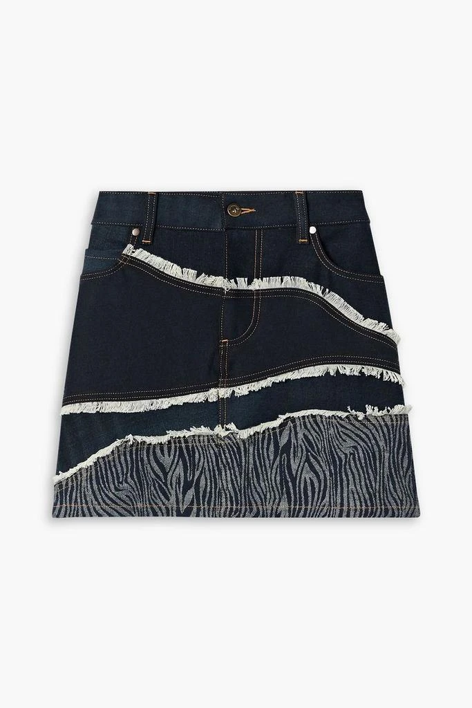 AHLUWALIA Frayed paneled denim mini skirt 1