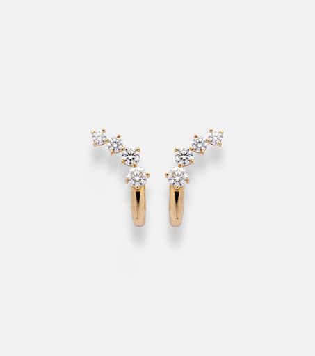 Melissa Kaye Aria Dagger Huggie 18kt gold hoop earrings with diamonds