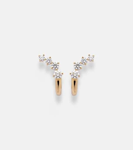 Melissa Kaye Aria Dagger Huggie 18kt gold hoop earrings with diamonds 1
