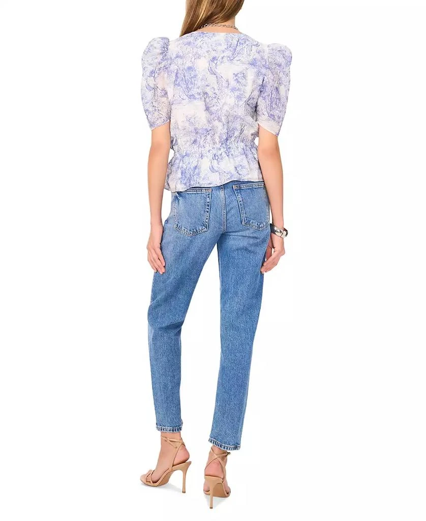 1. State Women's Printed Puff-Sleeve Peplum Top 4