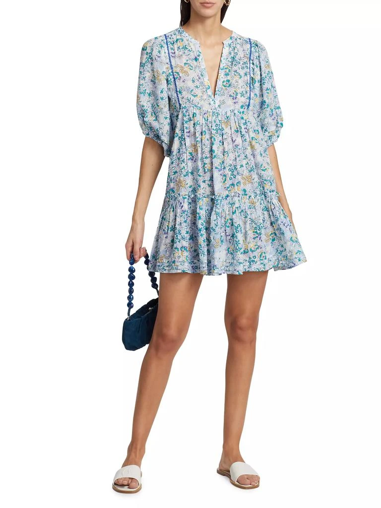 Poupette St Barth Aria Floral Swiss-Dot Minidress 2