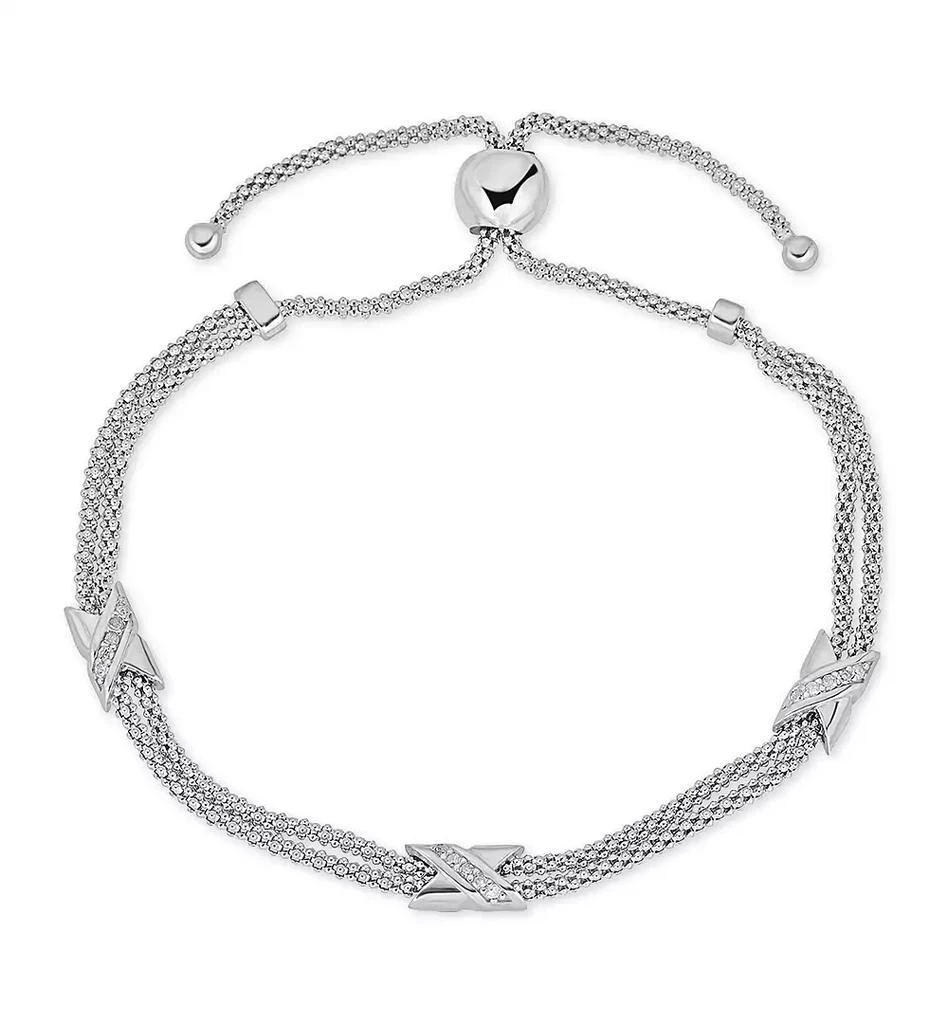 Macy's Diamond X Bolo Bracelet (1/8 ct. t.w.) in Sterling Silver 2