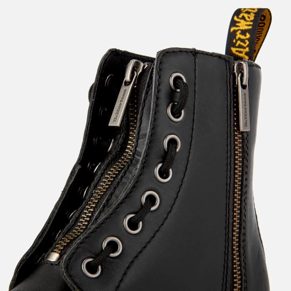 Dr. Martens DR. MARTENS WOMEN'S 1460 PASCAL FRONT ZIP ARCADIA LEATHER 8-EYE BOOTS - BLACK 4