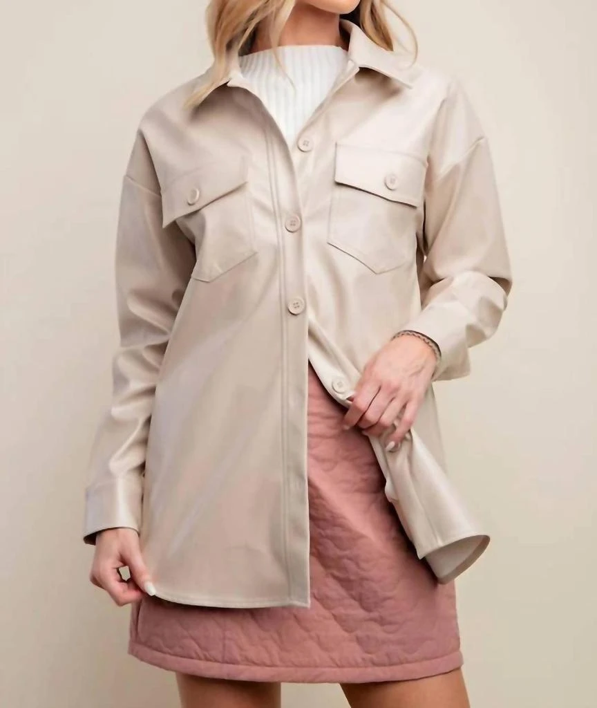 Edit by Nine Edit By Nine - Faux Leather Oversized Button Down Shacket