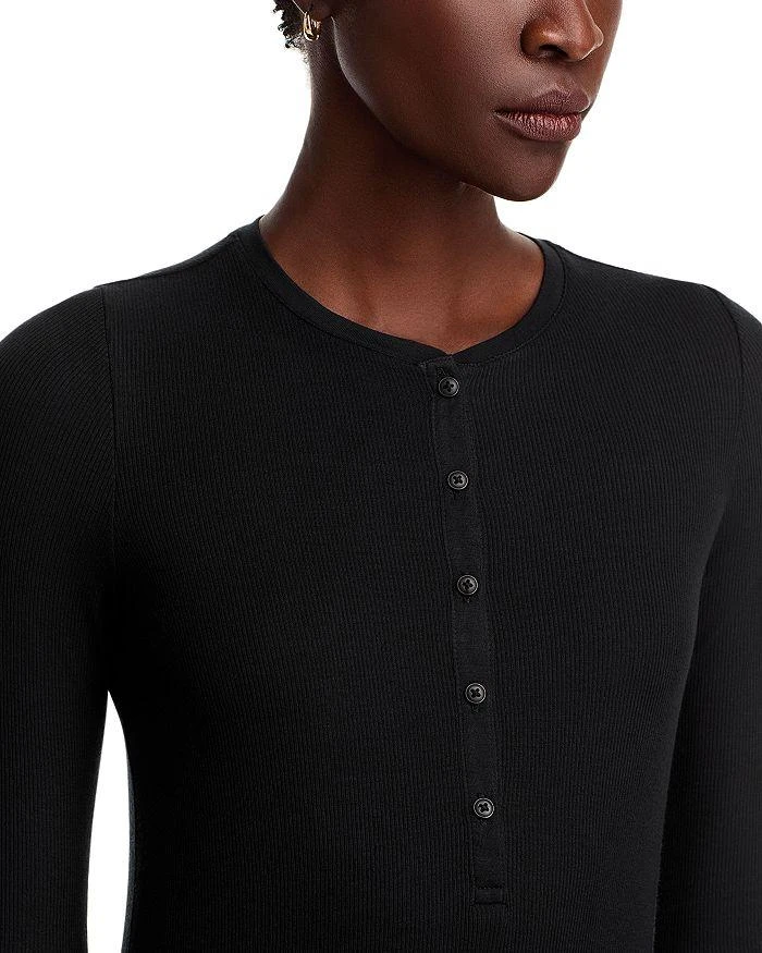 ATM Anthony Thomas Melillo Anthony Thomas Melillo Rib Knit Mixed Media Henley Tee 5