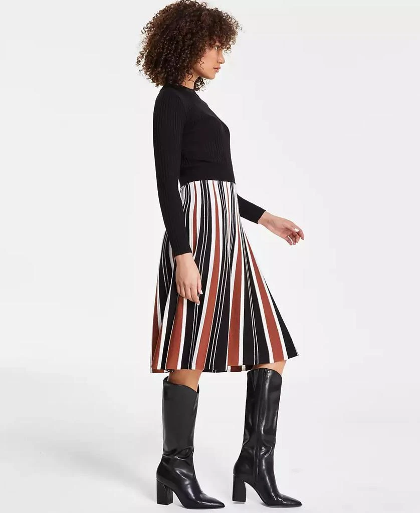 Robbie Bee Women's Long Sleeve Ribbed Knit Sweater Dress 3