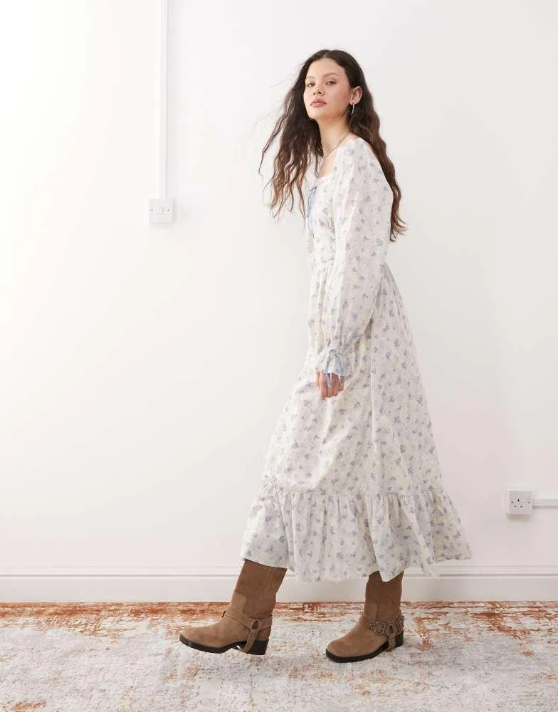 Shop Miss Selfridge milkmaid maxi dress in blue floral print on Sale at  BeyondStyle  Get 36% Off Miss Selfridge milkmaid maxi dress in blue floral  print with Limited-Time Flash Deals, Exclusive