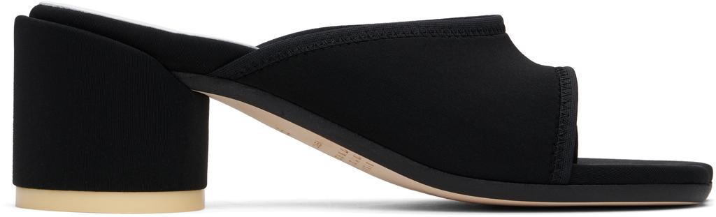 MM6 Black Scuba Lyrca Heeled Sandals
