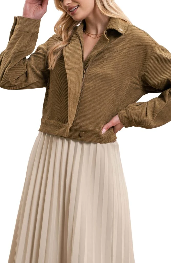 Blu Pepper Corduroy Crop Moto Jacket 1