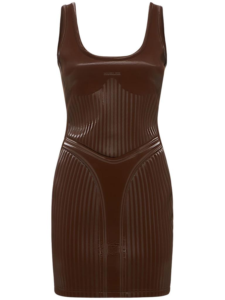 MUGLER Glossy Embossed Jersey Mini Dress