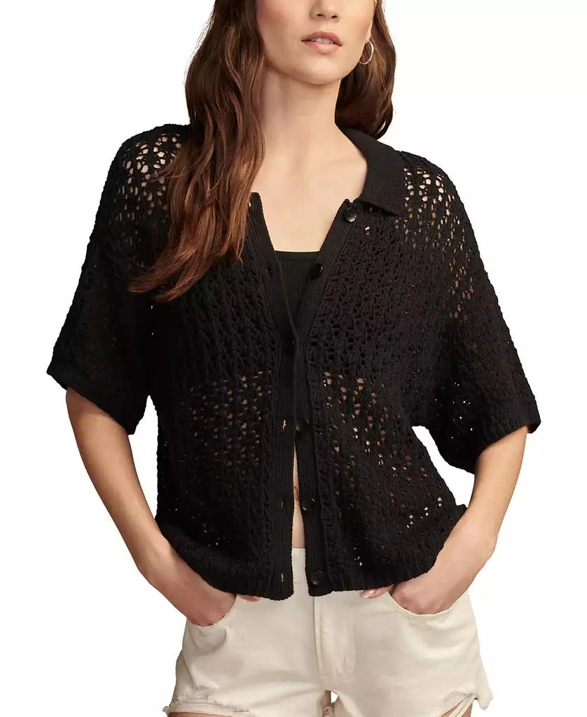 Lucky Brand Women's Cotton Pointelle Camp Shirt 1