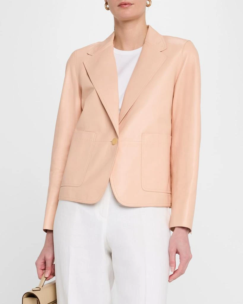 Lafayette 148 New York Single-Button Leather Boyfriend Blazer 4