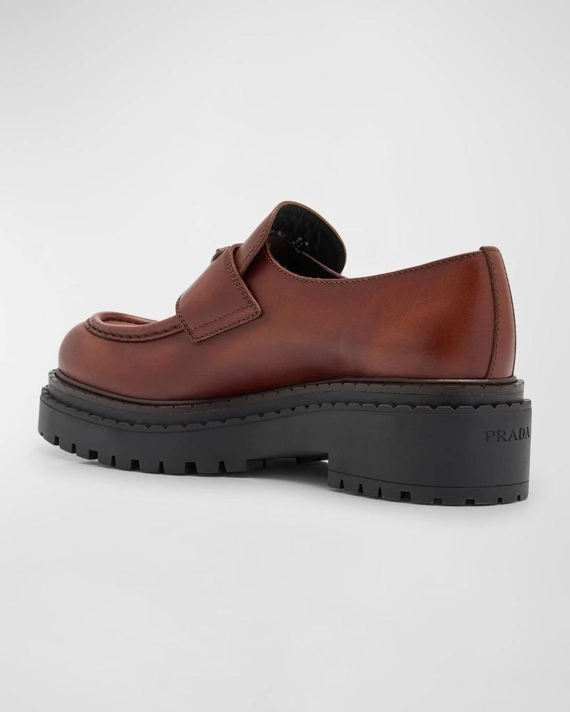 Prada Chocolate Calfskin Platform Loafers 4