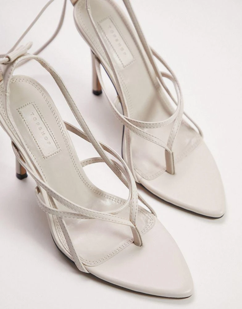 Topshop Topshop Rosie ankle tie strippy sandal in buttermilk 4