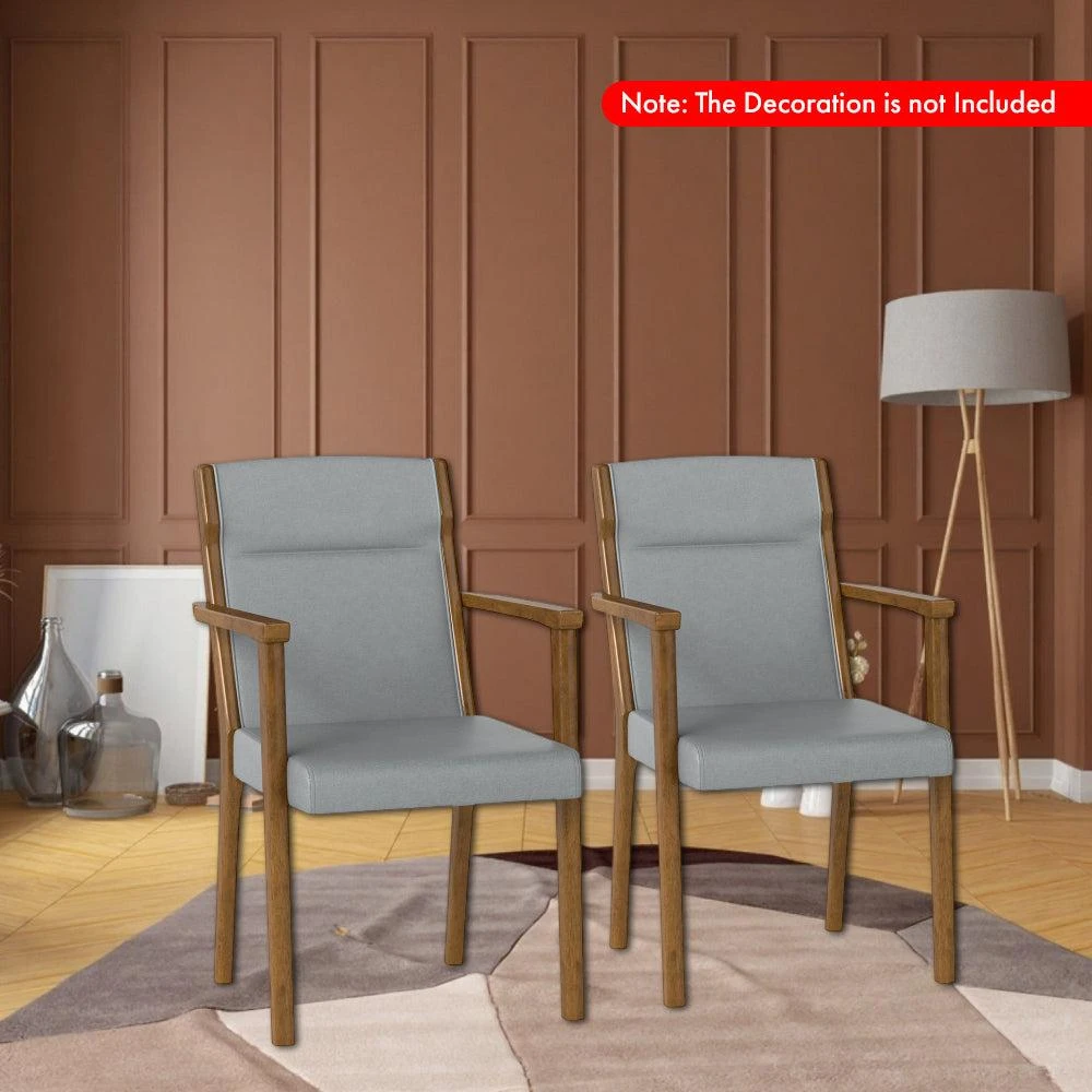 Hivvago Set of 2 High-Back Wooden Accent Chairs with Plush Upholstery and Cushioned Seat 2