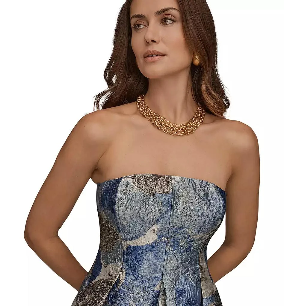 Donna Karan Women
s Strapless Floral Midi Cocktail Dress 3