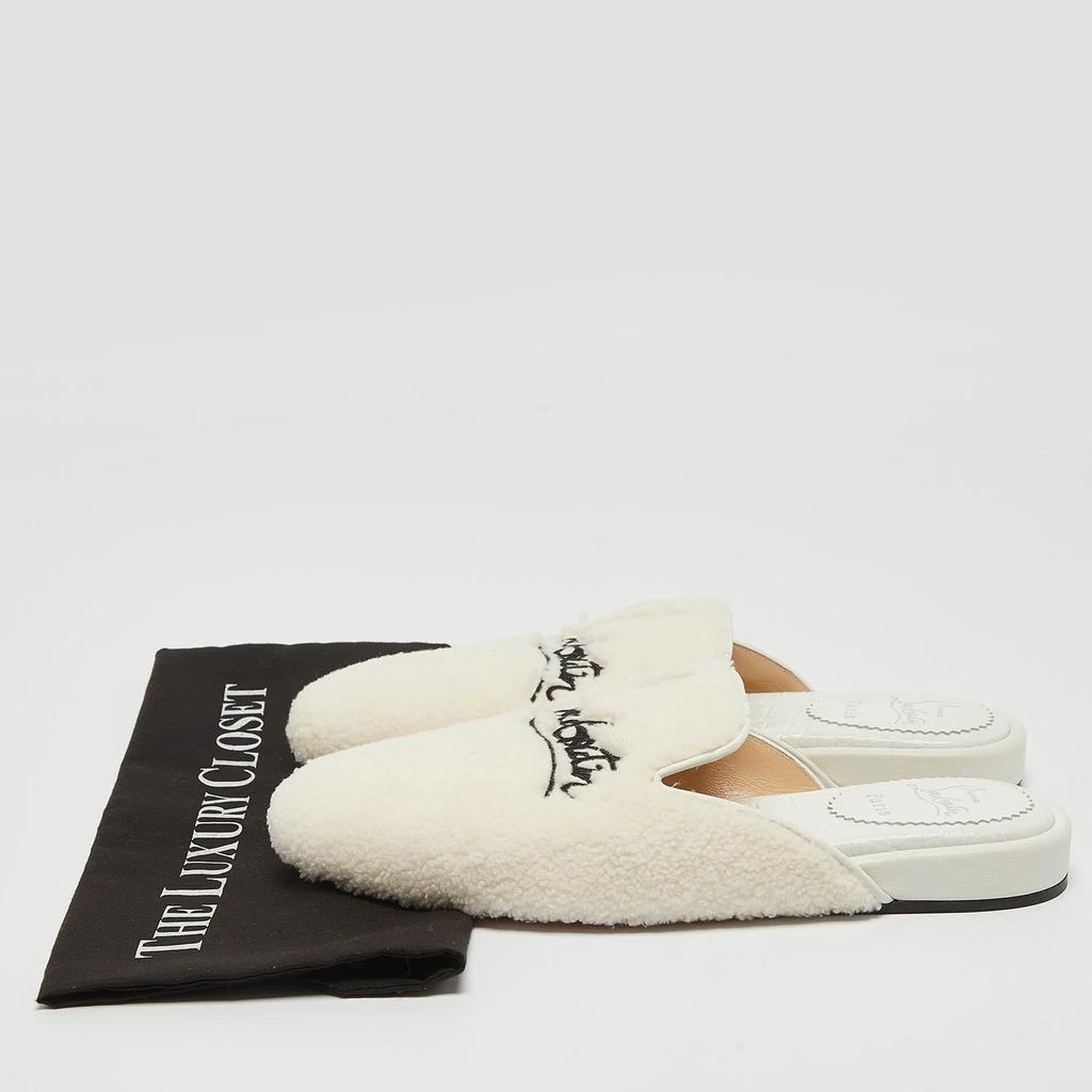 Christian Louboutin Christian Louboutin White Fur Coolito Donna Flat Mules Size 39.5 9