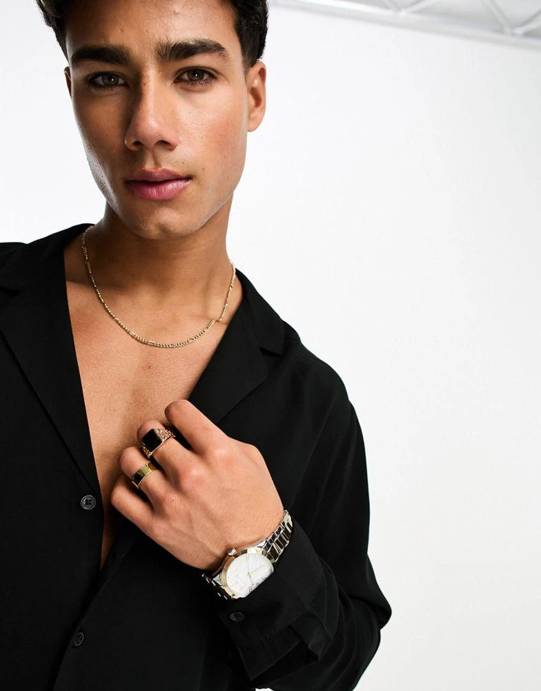 ASOS ASOS DESIGN fit viscose shirt with deep revere collar in black 2
