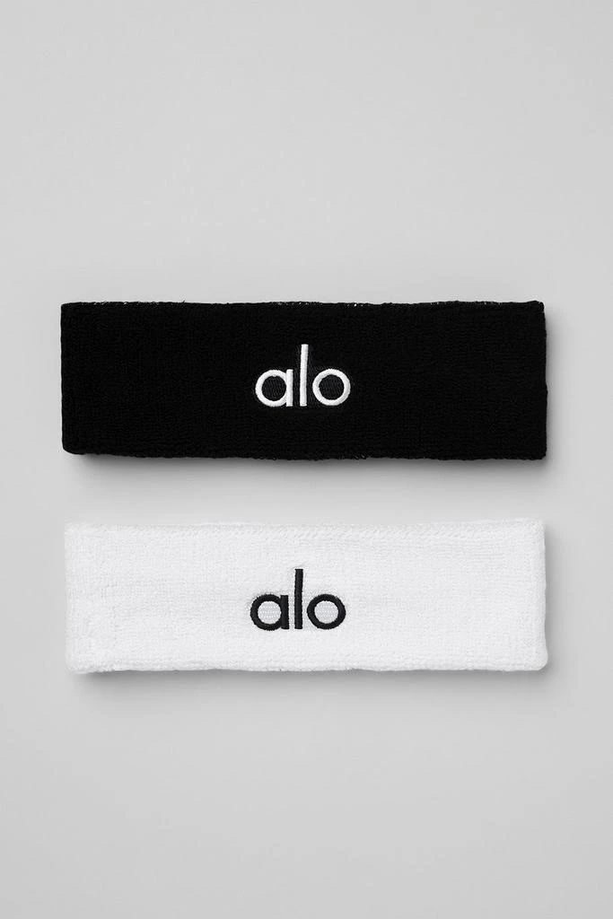 Alo Glow Sweatband (2-Pack) - Black/White 1