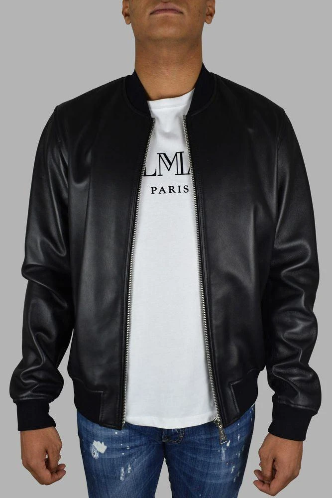 Philipp Plein Black Leather Bomber Jacket 2