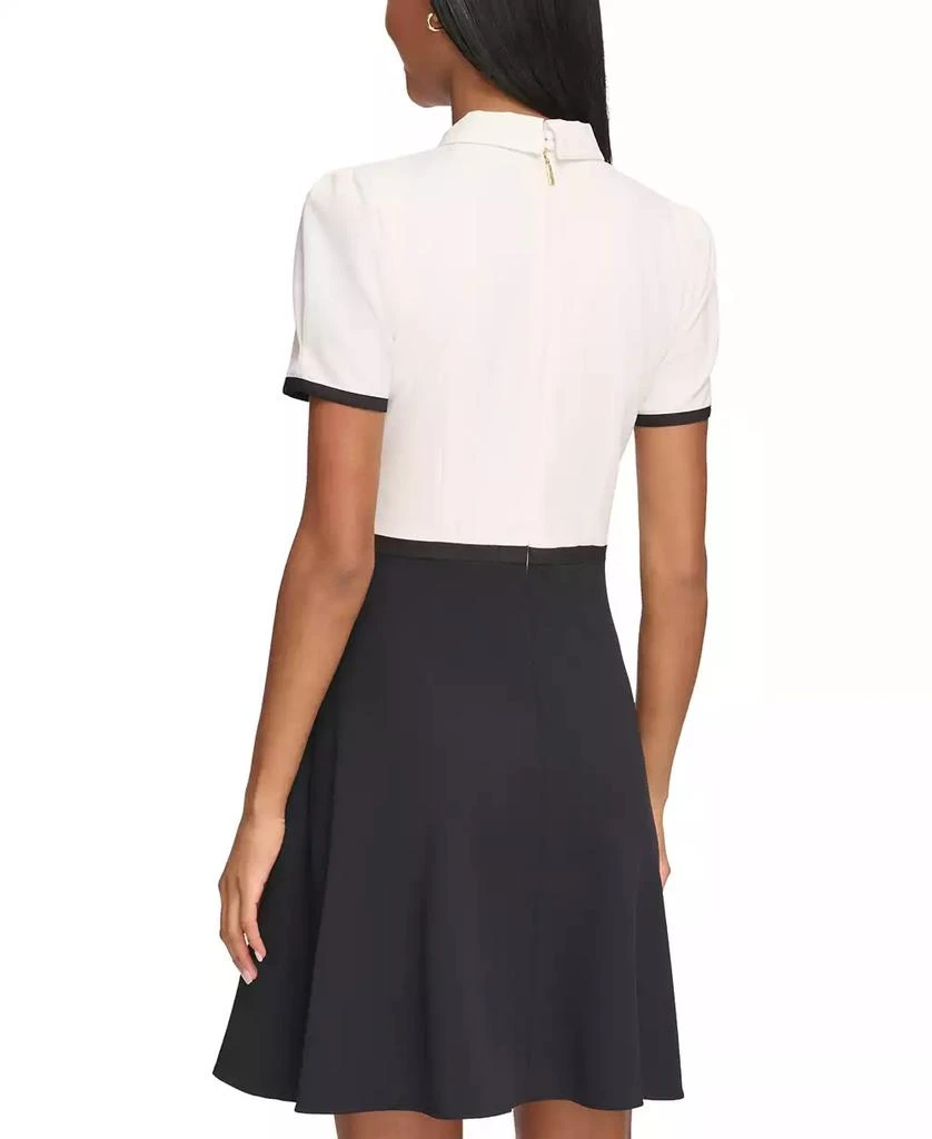 Karl Lagerfeld Paris Women's Collared Contrast Trim Knee-length Dress 2