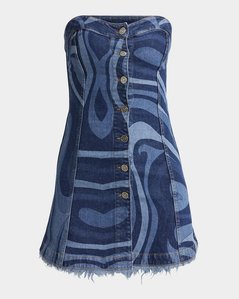 knee length dresses for ladies Marmo Print Mini Dress with Square Neckline – PUCCI Online Store main image 0