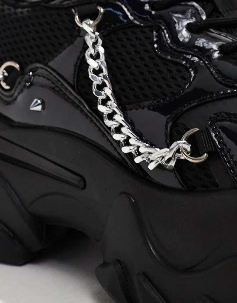 ASOS ASOS DESIGN chunky trainers in black with metal hardware 3