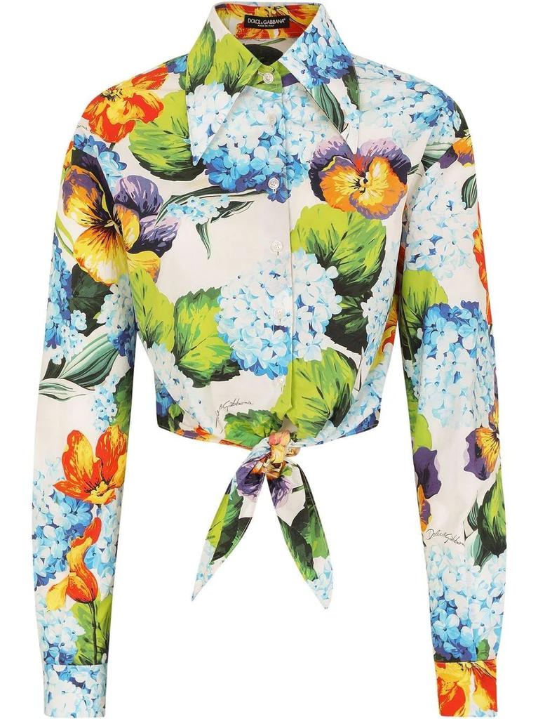 NA Multicolored crop floral shirt