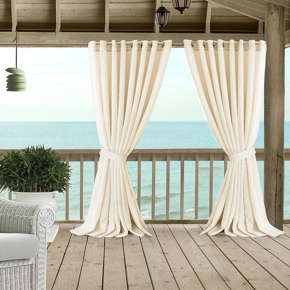 Elrene Home Fashions Carmen Sheer Indoor/Outdoor Tieback Curtain Panel, 114" x 84" 1