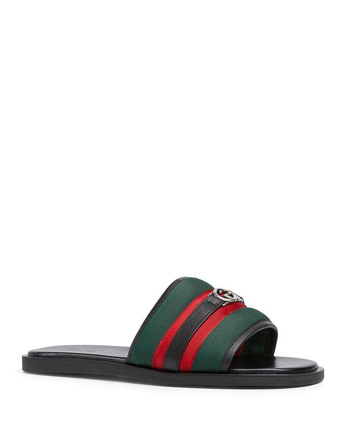 サンダル Gucci Rhein Gg Mules GUCCI Rhein Horsebit Leather-Trimmed Canvas-Jacquard Mules