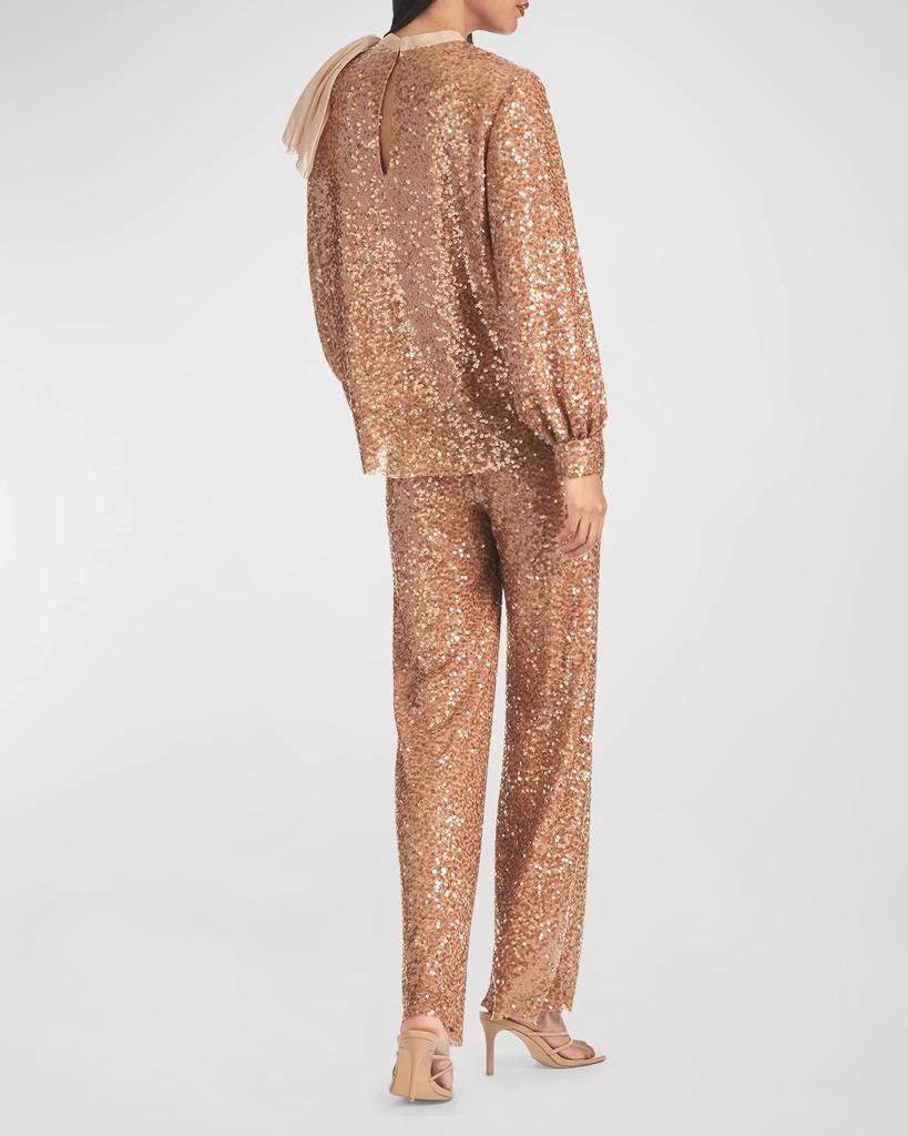 Sachin & Babi Marlena Sequin Blouson-Sleeve Bow Top 3