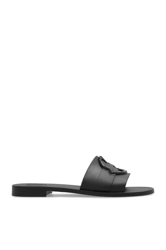 【Alexander McQueen】Leather slipper Alexander Mcqueen Women Black Leather Slippers