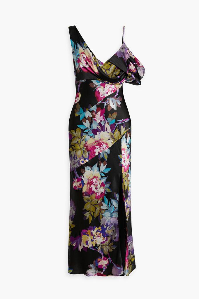 NICHOLAS Draped floral-print satin-crepe midi dress